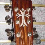 JP Guitars Custom Guitar Pearl Inlays Abalone Inlays Wood Inlays Artistic Cross Pearl Inlay On Headstock Acoustic Guitar