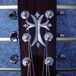 JP Guitars Custom Guitar Pearl Inlays Abalone Inlays Wood Inlays Artistic Cross Pearl Inlay On Headstock Acoustic Guitar2